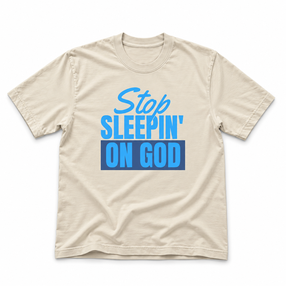 CLASSIC LOGO TEE — CREAM/BLUE