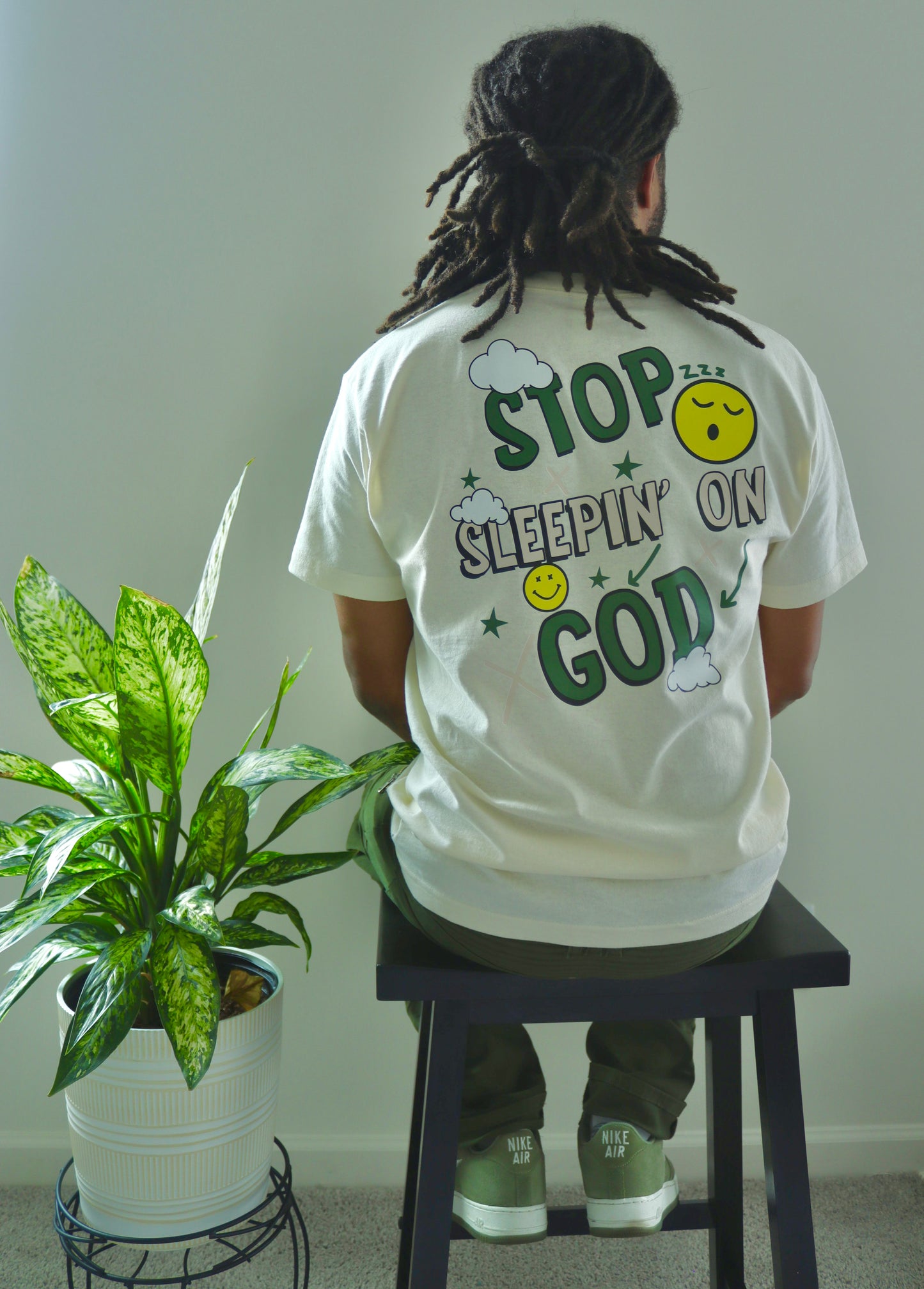 Olive Green x Cream - Stop Sleepin' Tee