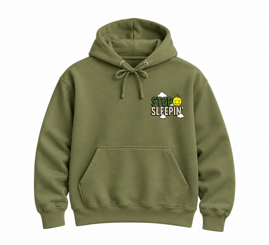 Stop Sleepin' On God Hoodie — Olive Green