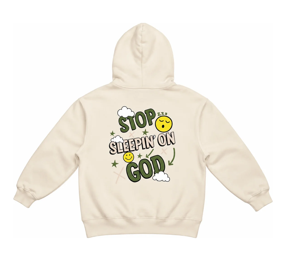 Stop Sleepin' On God Hoodie — Cream/Olive