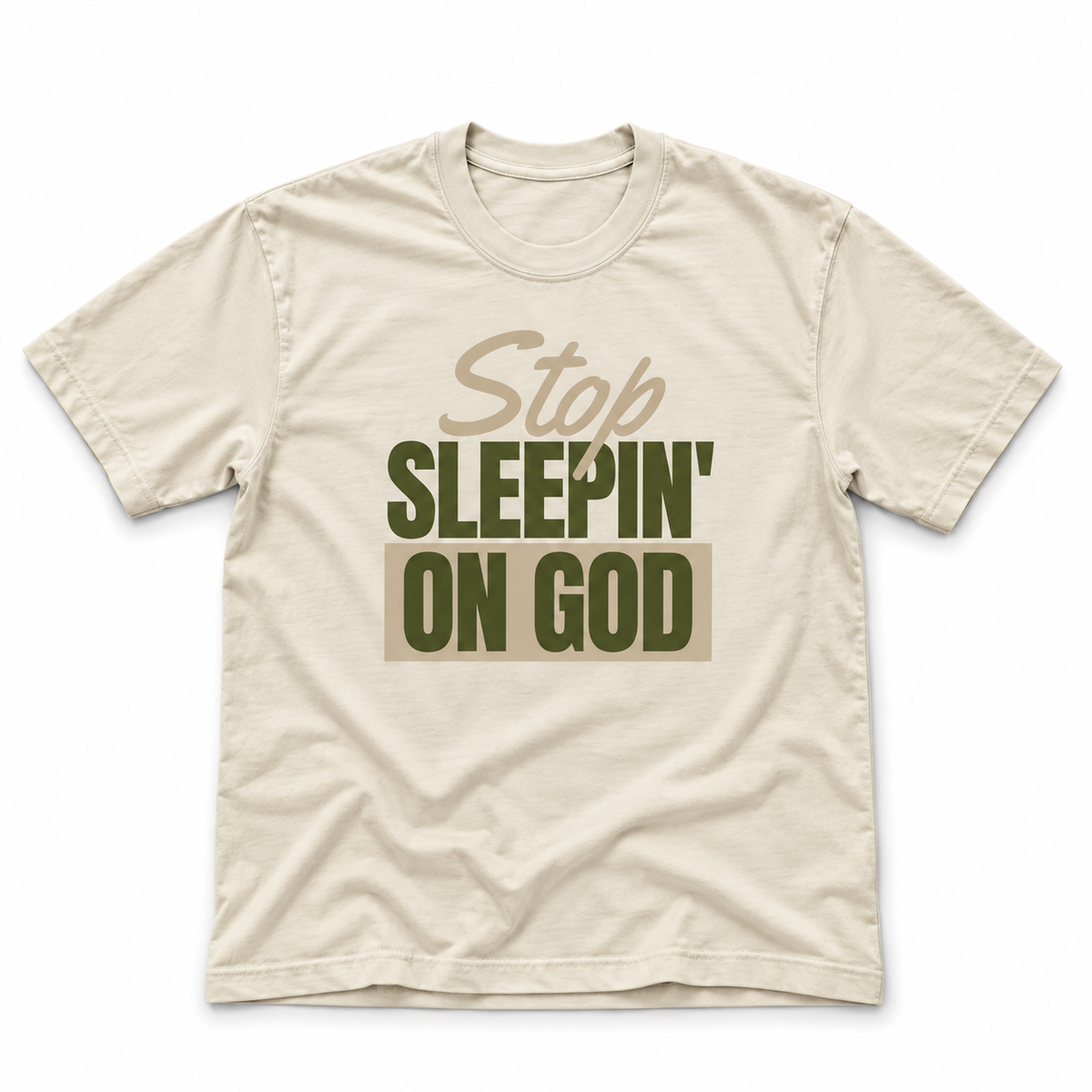 CLASSIC LOGO TEE — CREAM/OLIVE
