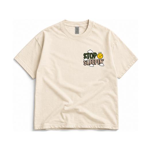 Stop Sleepin’ Tee / Olive front